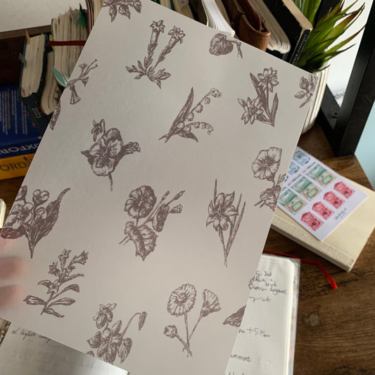 Minimal Brown Hand Drawn vintage Floral Vellum Planner Dashboard - Diamond