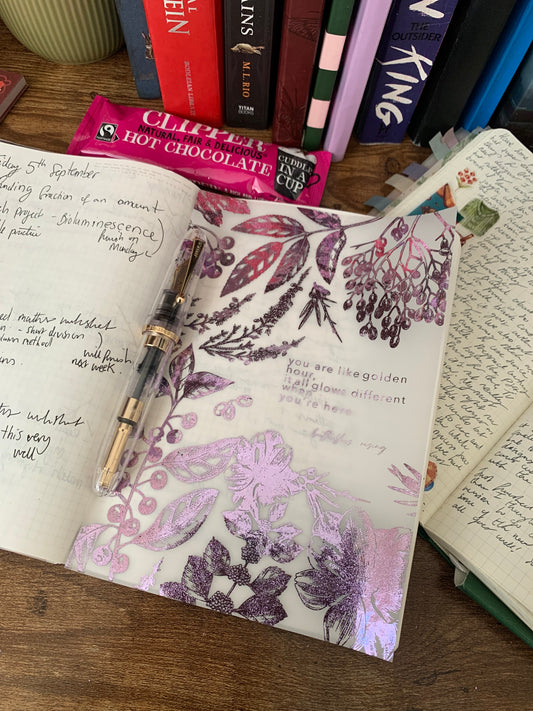 Foiled Botanical Hand Drawn Vintage Floral Vellum X Acetate Planner Dashboard - Golden Hour