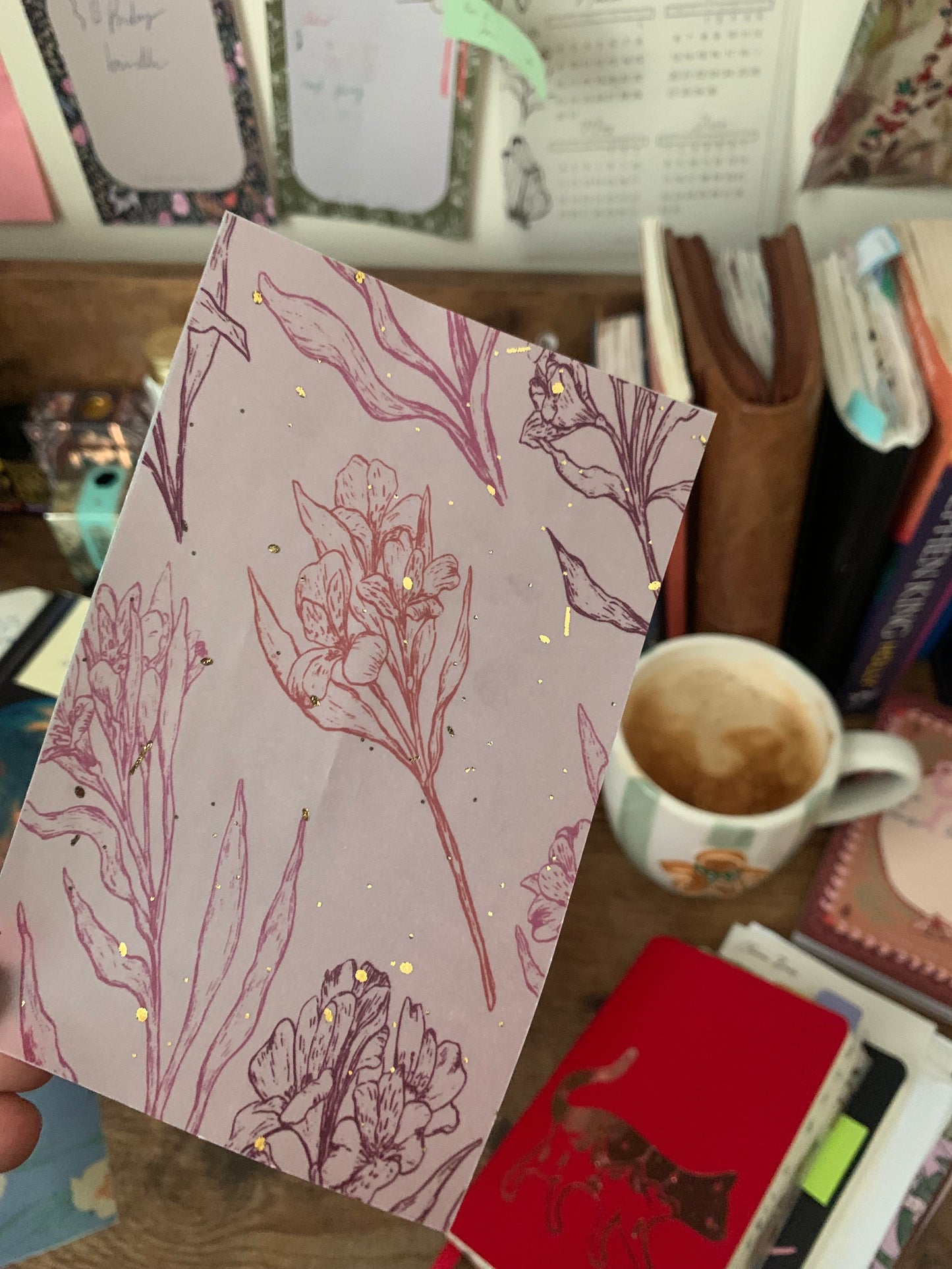Pink & Purple Watercolor Flowers -Vellum Planner Dashboard - Gold Foil accents - Alstroemeria