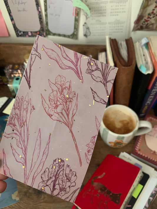 Pink & Purple Watercolor Flowers -Vellum Planner Dashboard - Gold Foil accents - Alstroemeria