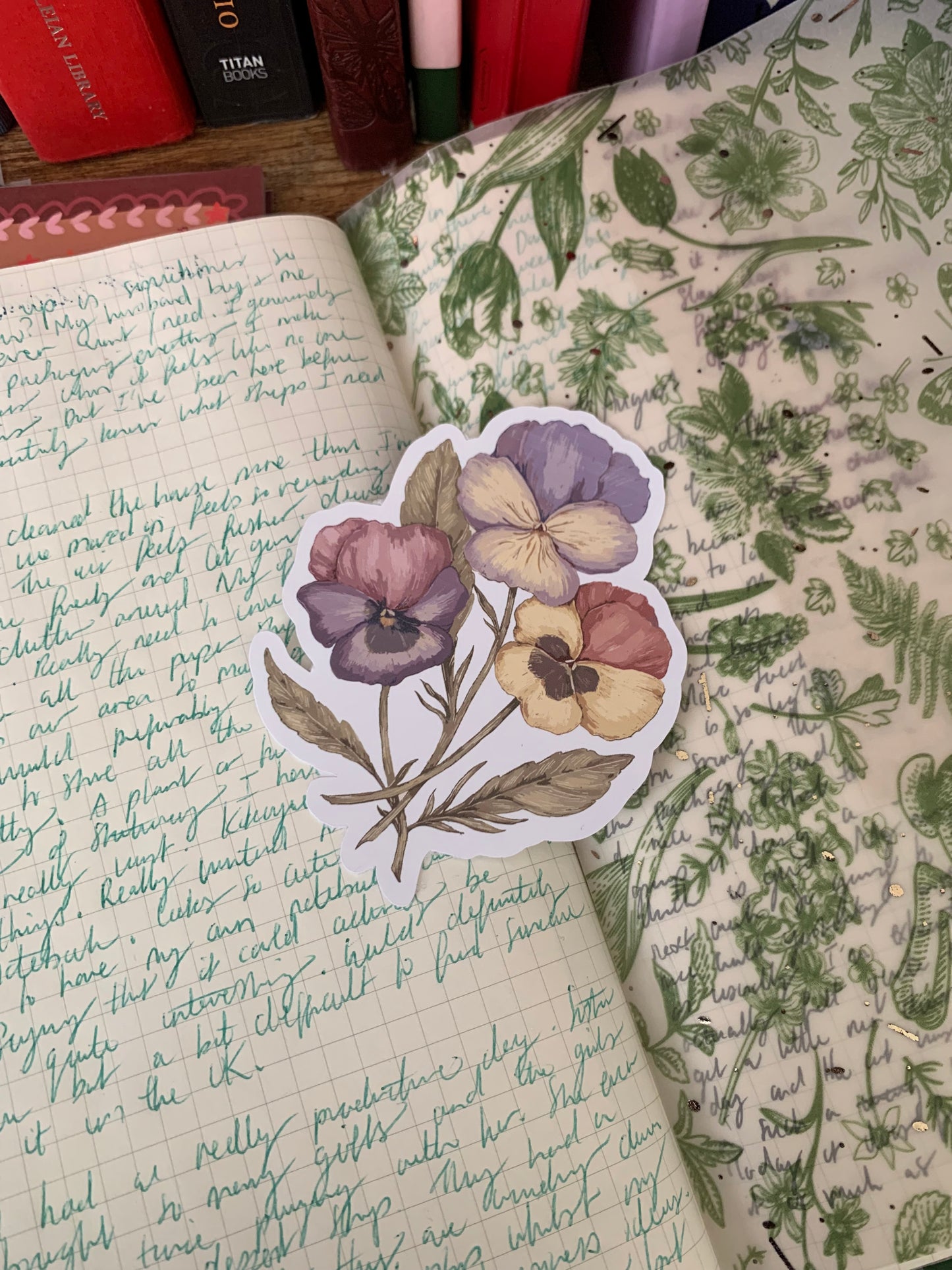 Purple Watercolor Floral Hand Drawn Sticker Flake -Matte Sticker - Laura