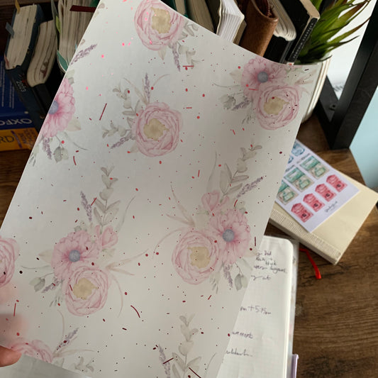 Pink Hand Drawn vintage Foiled Floral Vellum Planner Dashboard - Penelope’s Garden