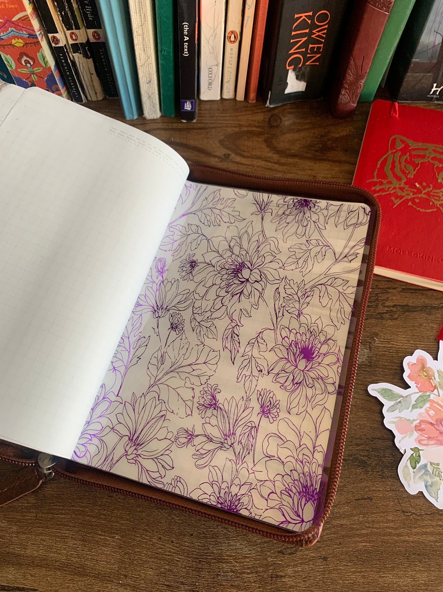 Purple Foiled Botanical Floral Vellum X Acetate Planner Dashboard - Eliza II