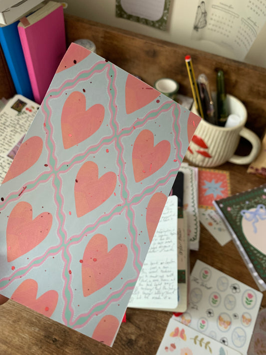 Watercolor Red Hearts - Vellum Planner Dashboard - Pink Foil accents - Lonely Hearts
