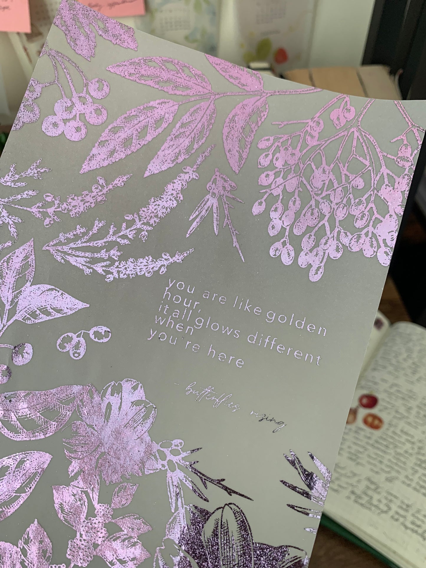 Foiled Botanical Hand Drawn Vintage Floral Vellum X Acetate Planner Dashboard - Golden Hour