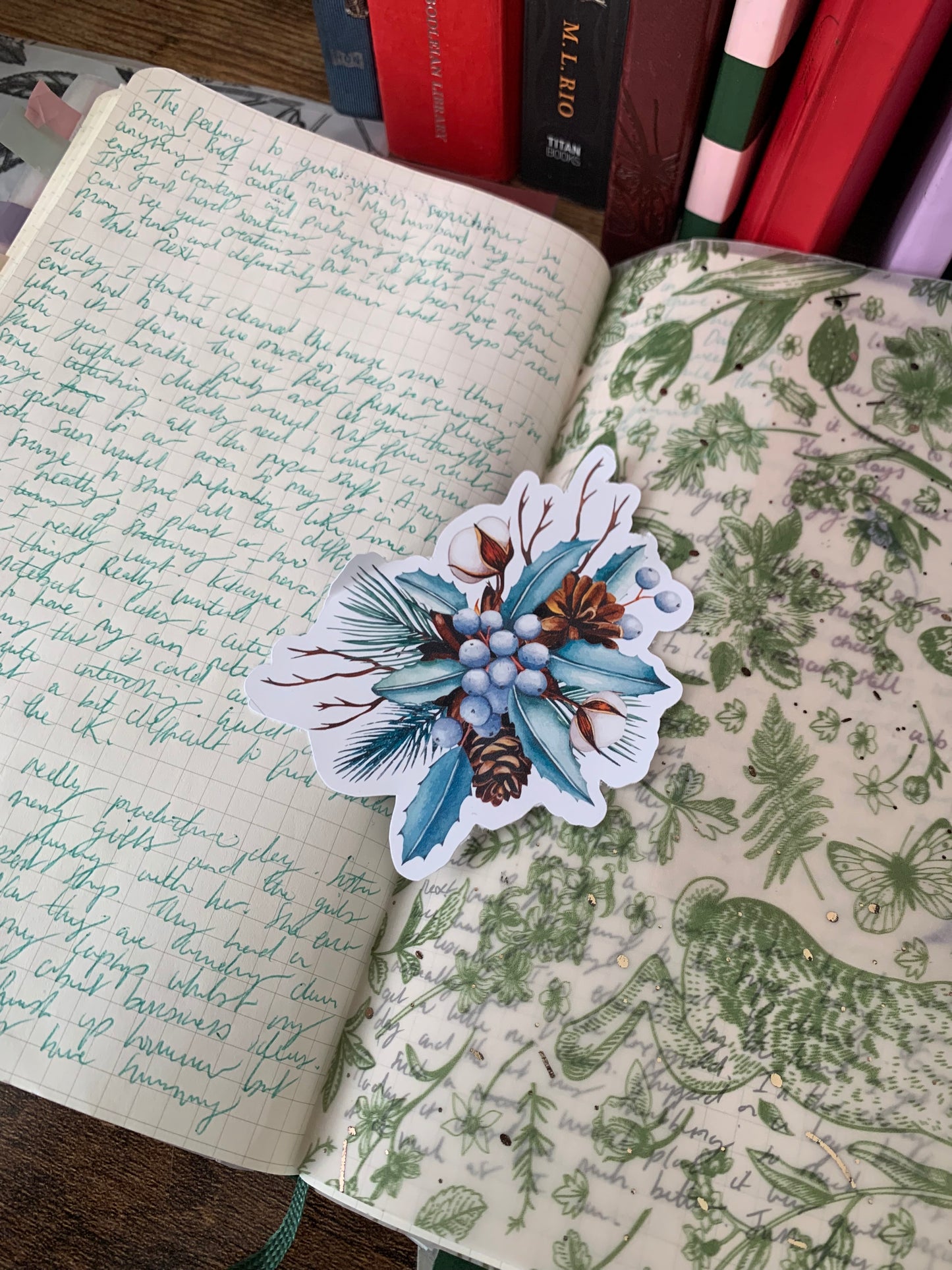 Blue Floral Winter Themed Hand Drawn Sticker Flake -Matte Sticker - Elsa