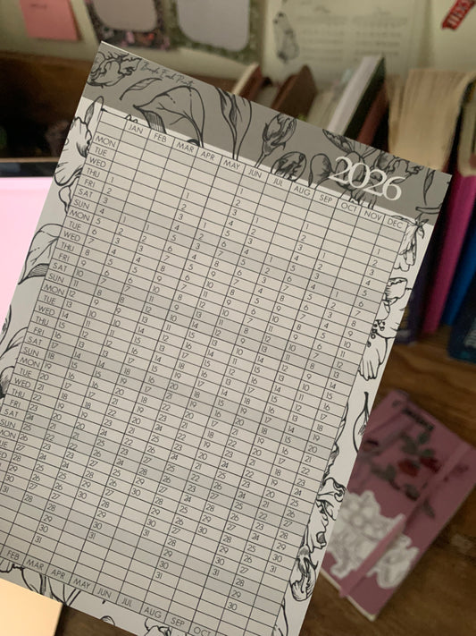 Free 2026 Year Overview Calendar - A6 Size