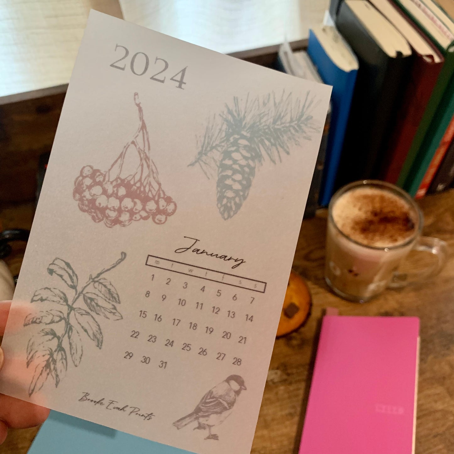 FREE download January 2024 Calendar Card - A6 SIZE