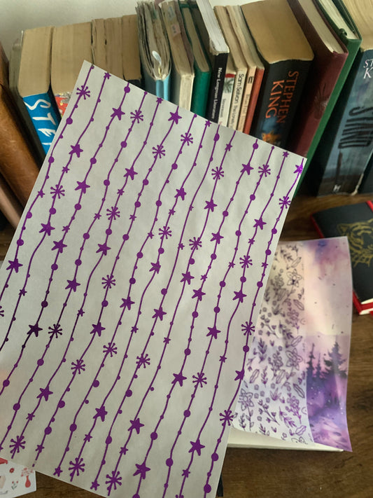 Purple Foiled Snow Vellum X Acetate Planner Dashboard