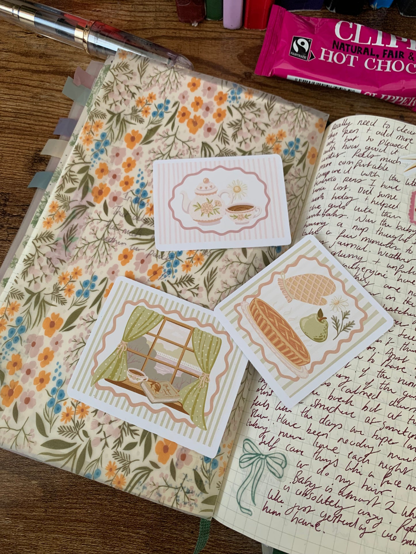 Cozy Cottage Themed Hand Drawn Sticker Flakes - Set of 3 - Cozy Moments I