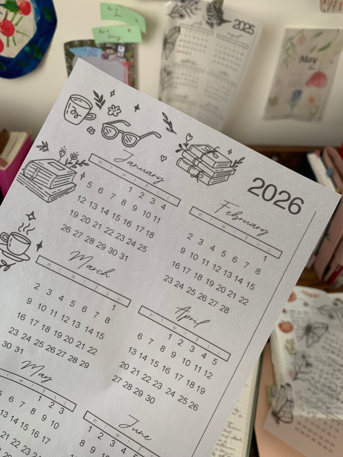 2026 Calendar - Printed Vellum X Acetate Planner Dashboards - 2026 January - June Calendar Overview - Books & Journals