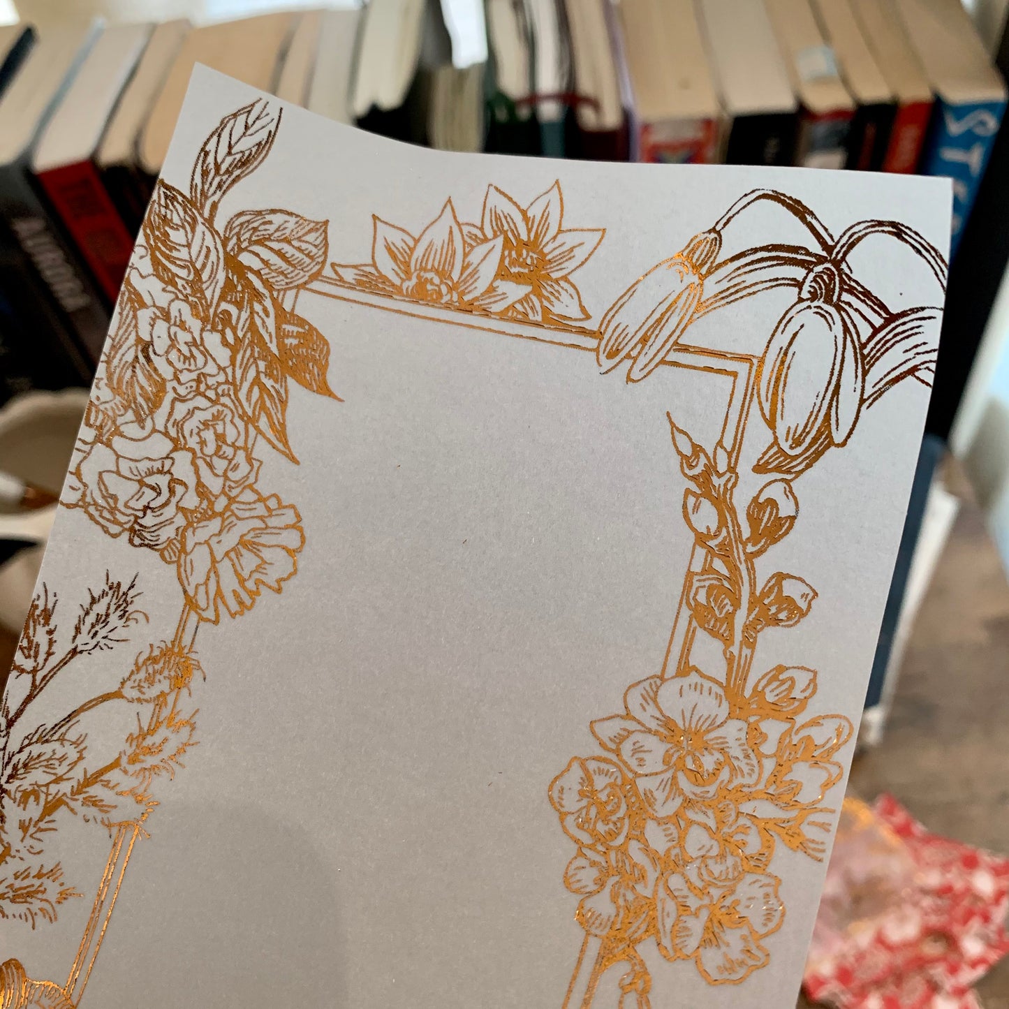 Foiled Vintage Floral Frame Hand drawn Flowers - Vellum Planner Dashboard - Scrapbooking Paper