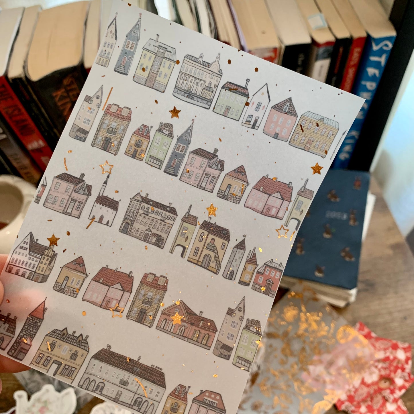 Cute Foiled Hand drawn House Doodles - Vellum Planner Dashboard - Scrapbooking Paper - Petite Houses