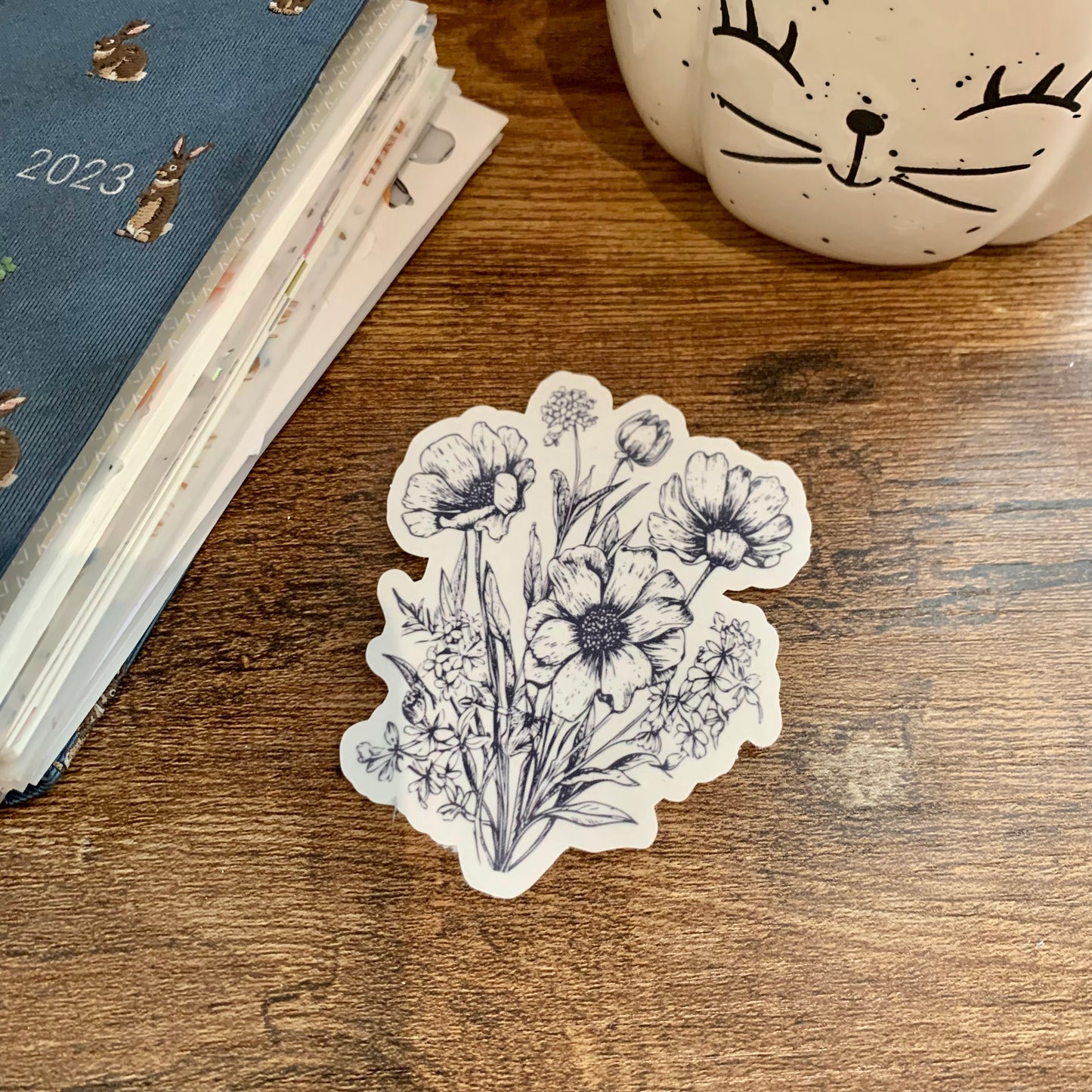 Minimal Hand drawn Floral Sketch Sticker Flake - Sophie