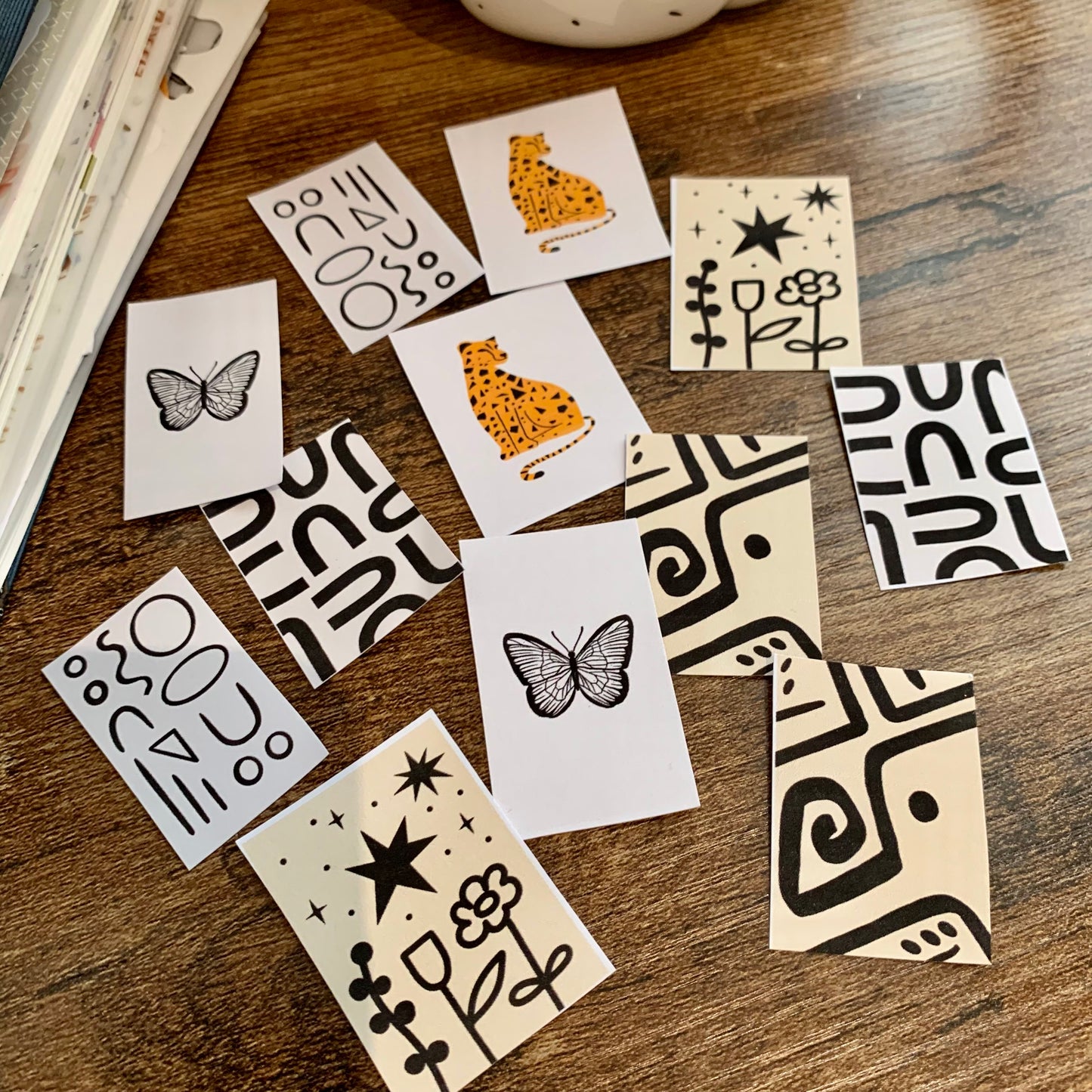 Minimal Deco Diecut Sticker Flakes -Journal ephemera- Pack of 12