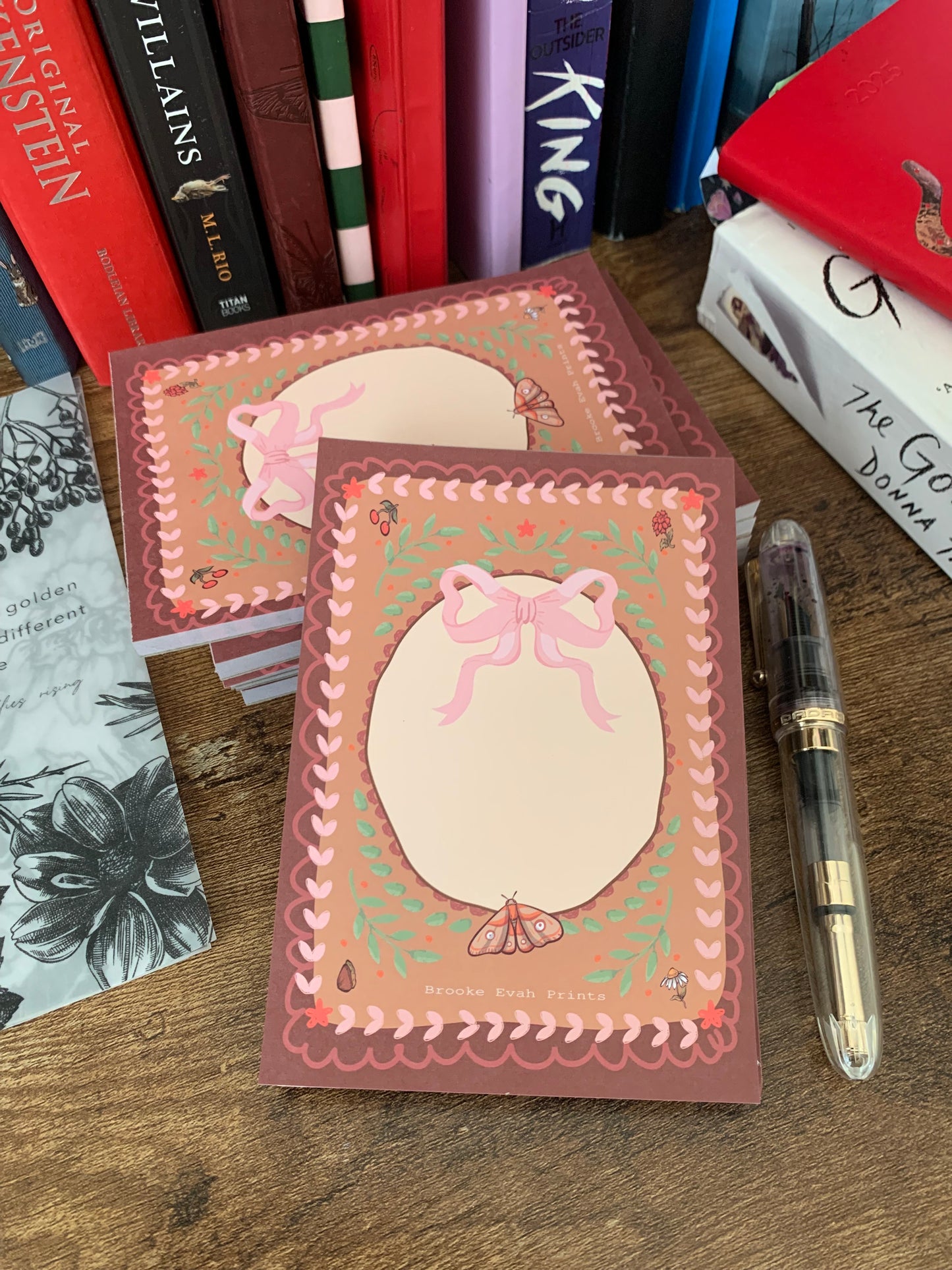 Chocolate Brown Whimsical Fairy Tale Style Autumn Fall Notepad - Brooke Evah Prints - Scribble Pad - Forget me not II