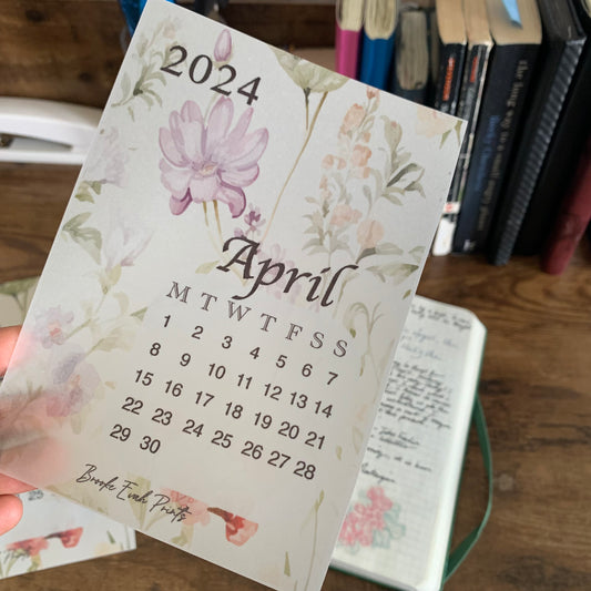 FREE download April 2024 Calendar Card - A6 SIZE