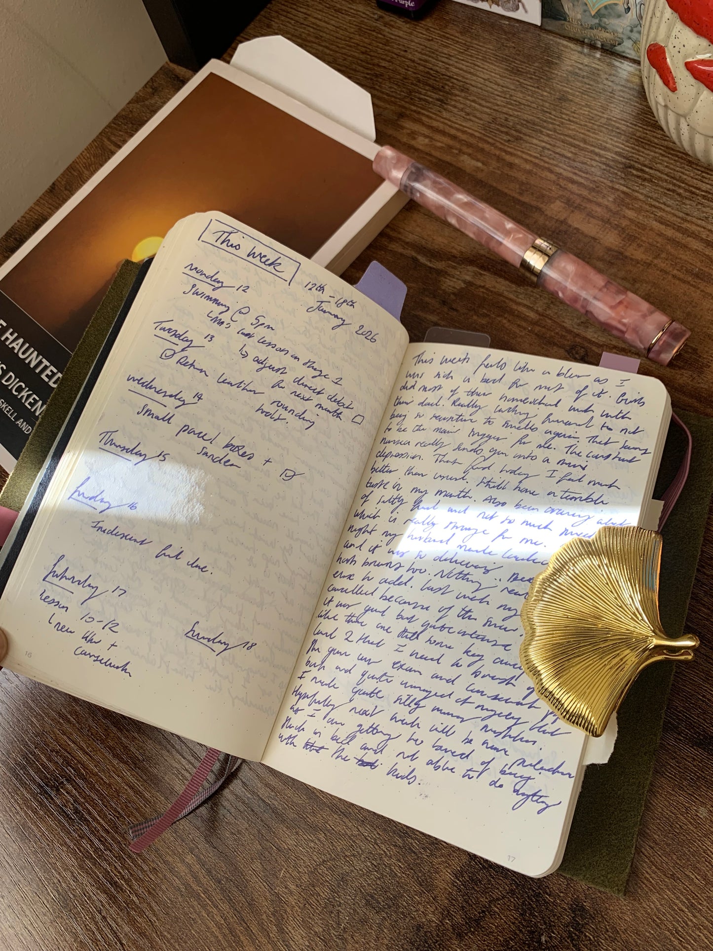 Vintage Ginkgo Metal Diary Clip And Page Holder
