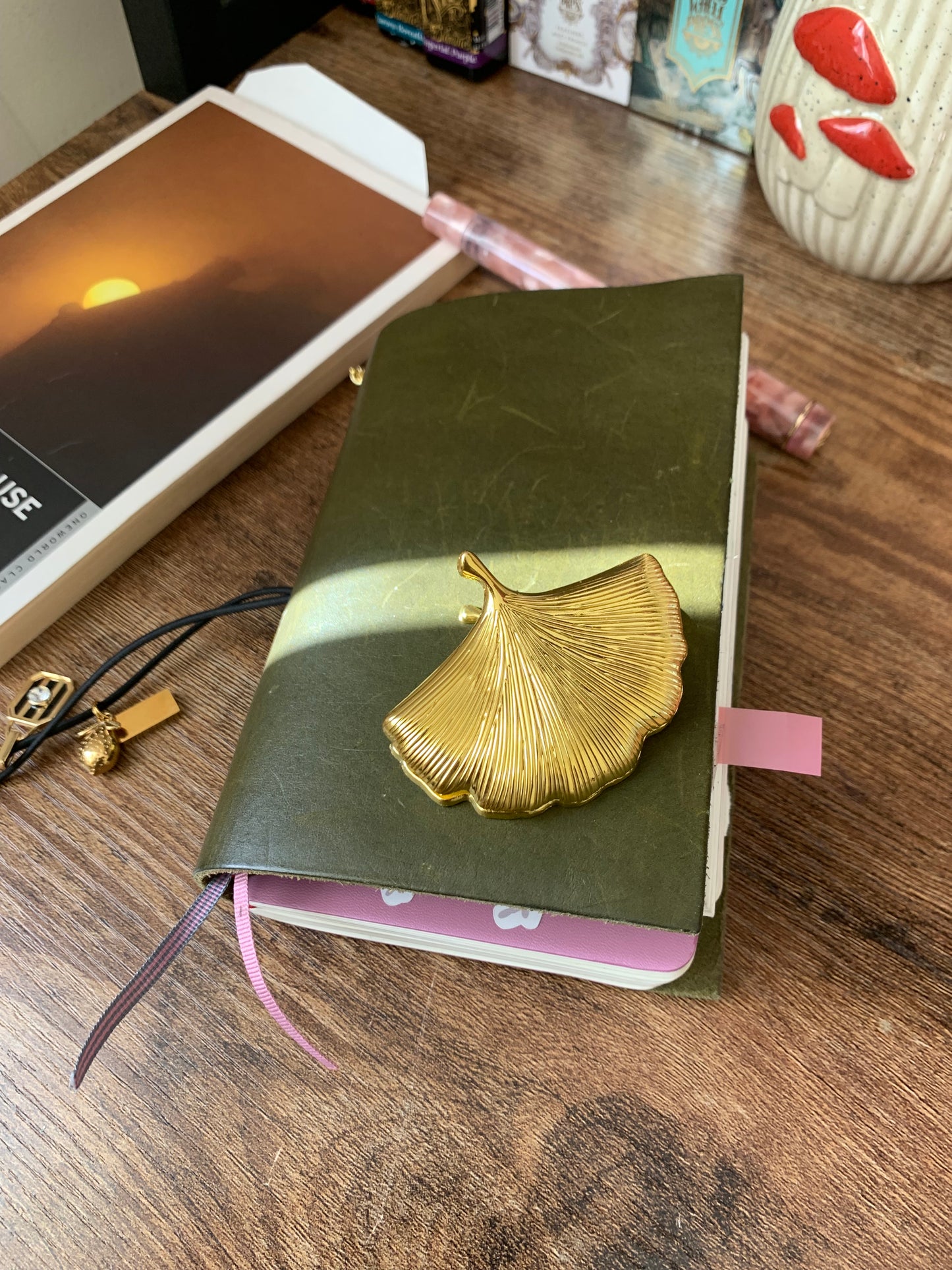 Vintage Ginkgo Metal Diary Clip And Page Holder