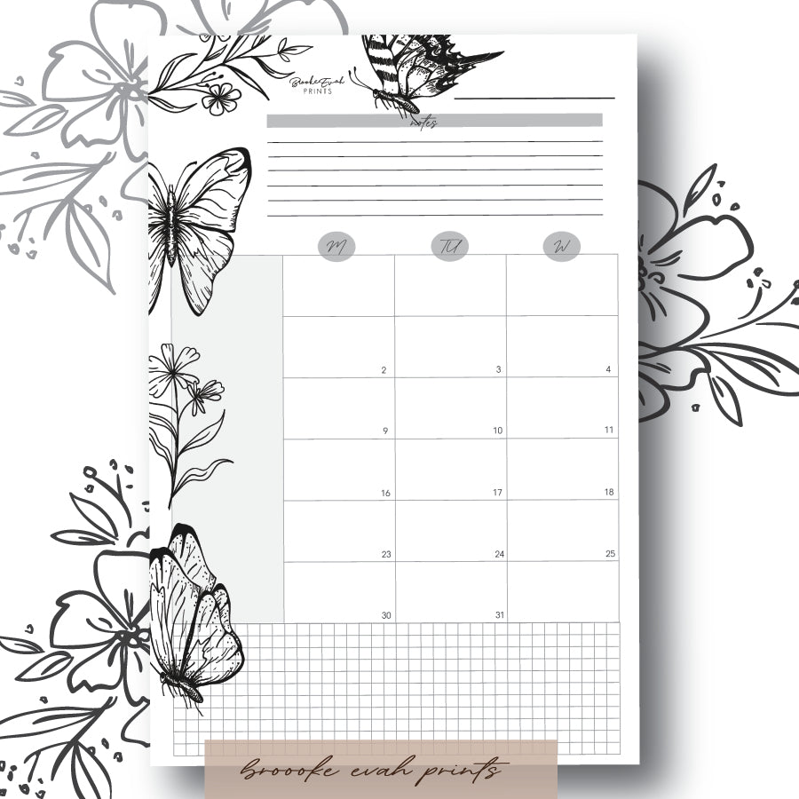 December 2024 Monthly Calendar MO2P - A5, B6 and A6 Size * PRINTABLE *