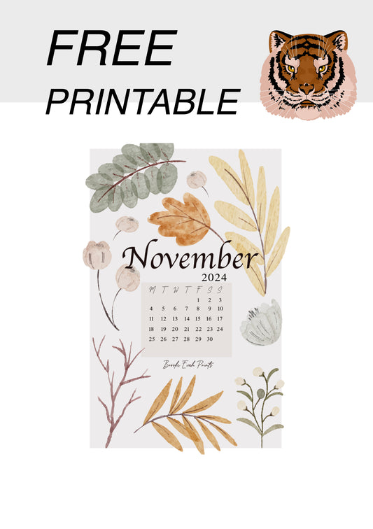 FREE download November 2024 Calendar Card