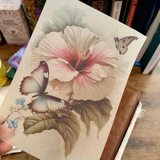 Butterfly and Hibiscus Flower Vellum Planner Dashboard - Nostalgia
