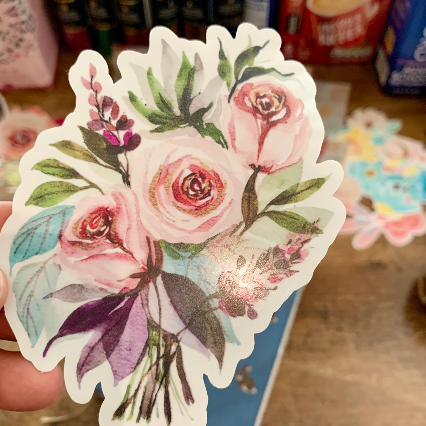 Floral Purple Water color Bouquet Sticker Flake - Sherry