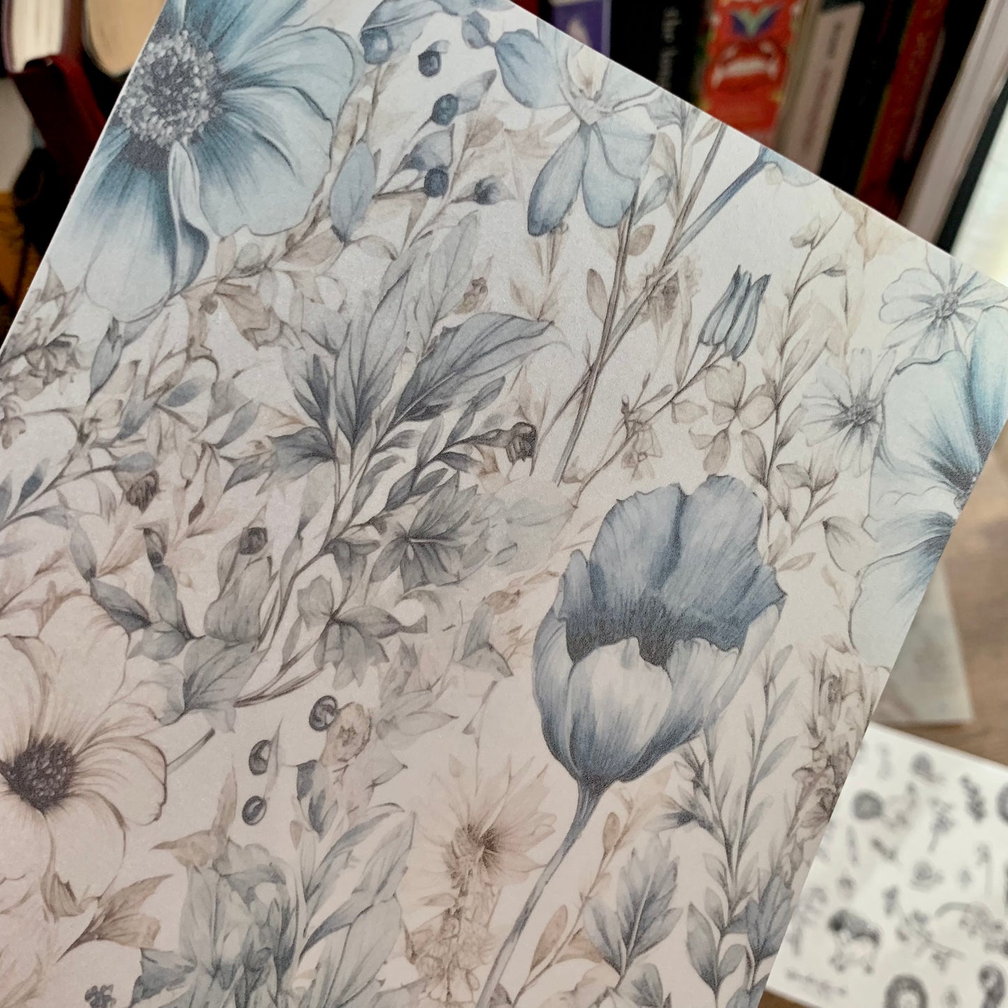 Vintage Blue & White Florals Vellum Planner Dashboard - Scrapbooking Paper - French Flowers