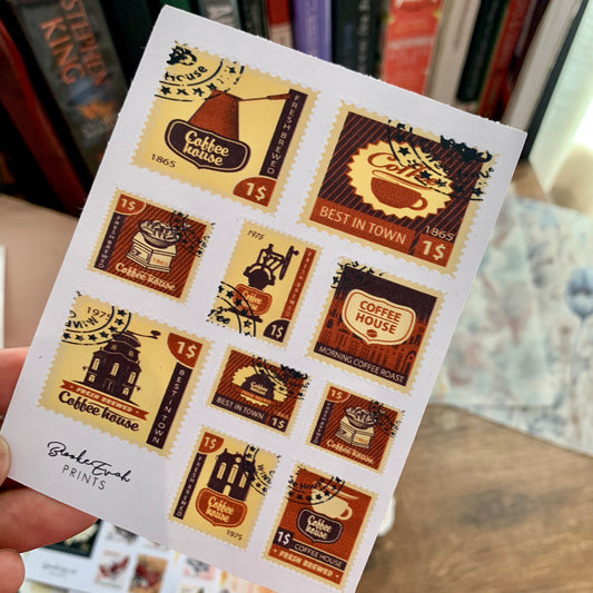 Vintage Hand drawn Coffee Stamps - Stickers - Scrapbooking ☕️
