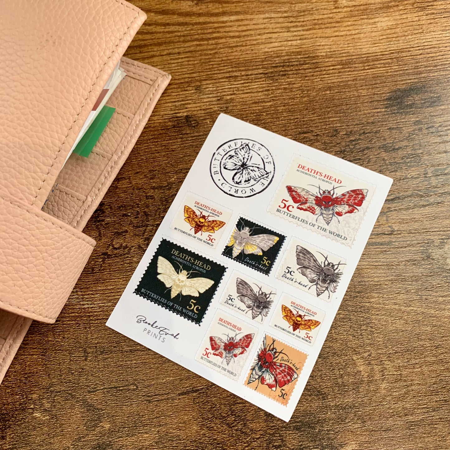 Vintage Hand drawn Moth Stamps - Stickers - Scrapbooking
