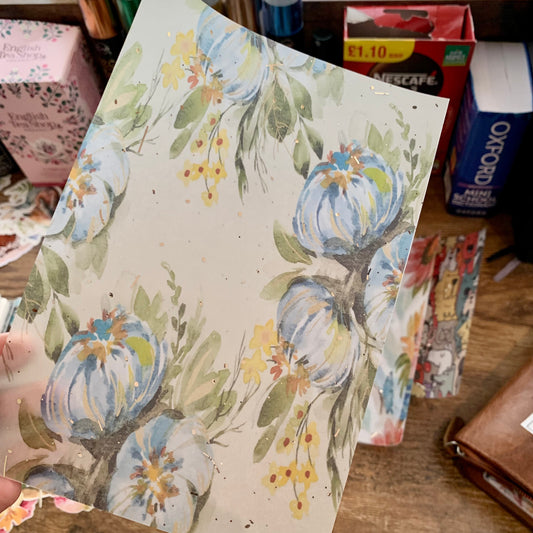Foiled Blue Floral Spring Vellum Planner Dashboard- Waiting to exhale