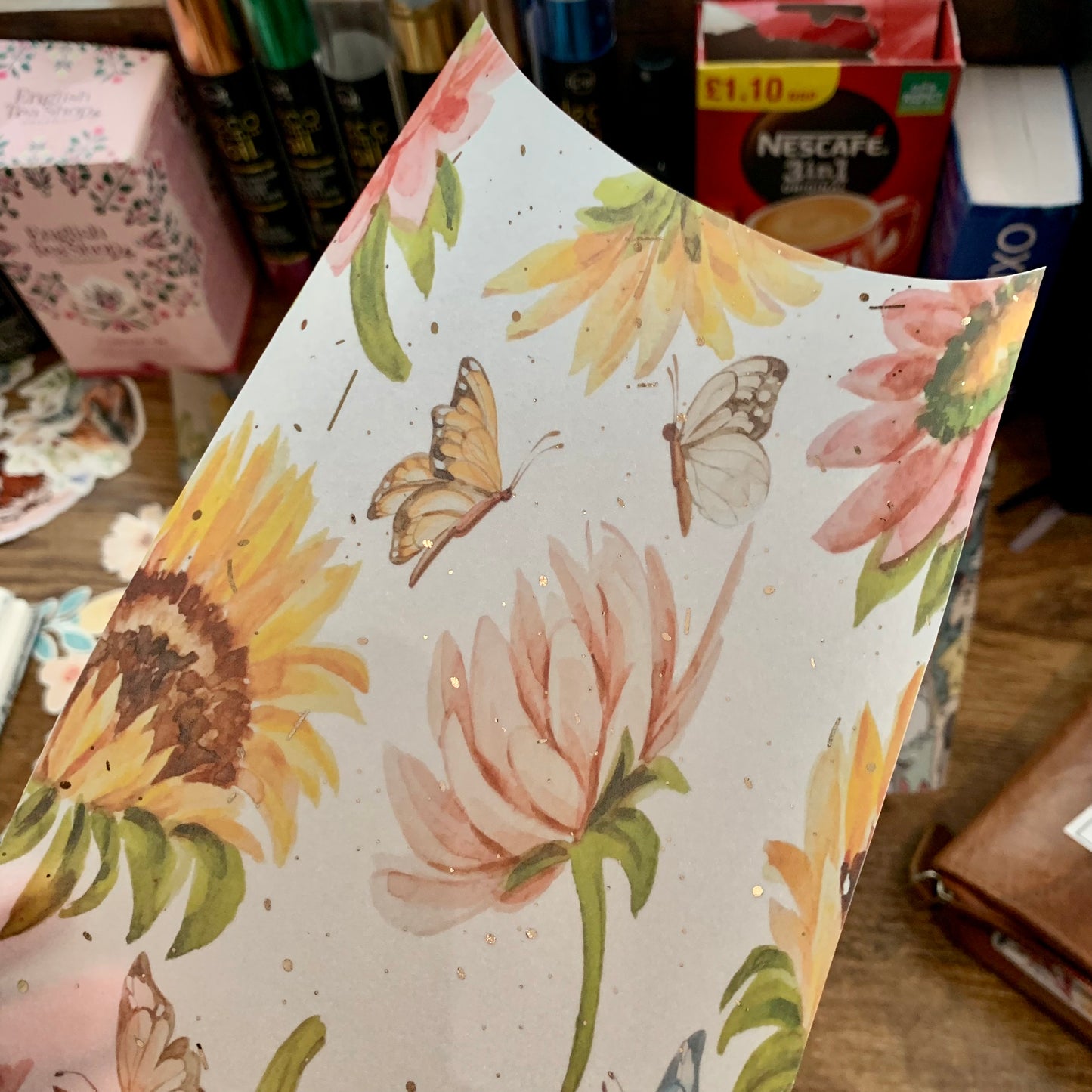 Foiled Water color Butterflies & Sunflower Spring Vellum Planner Dashboard- Garden Tales