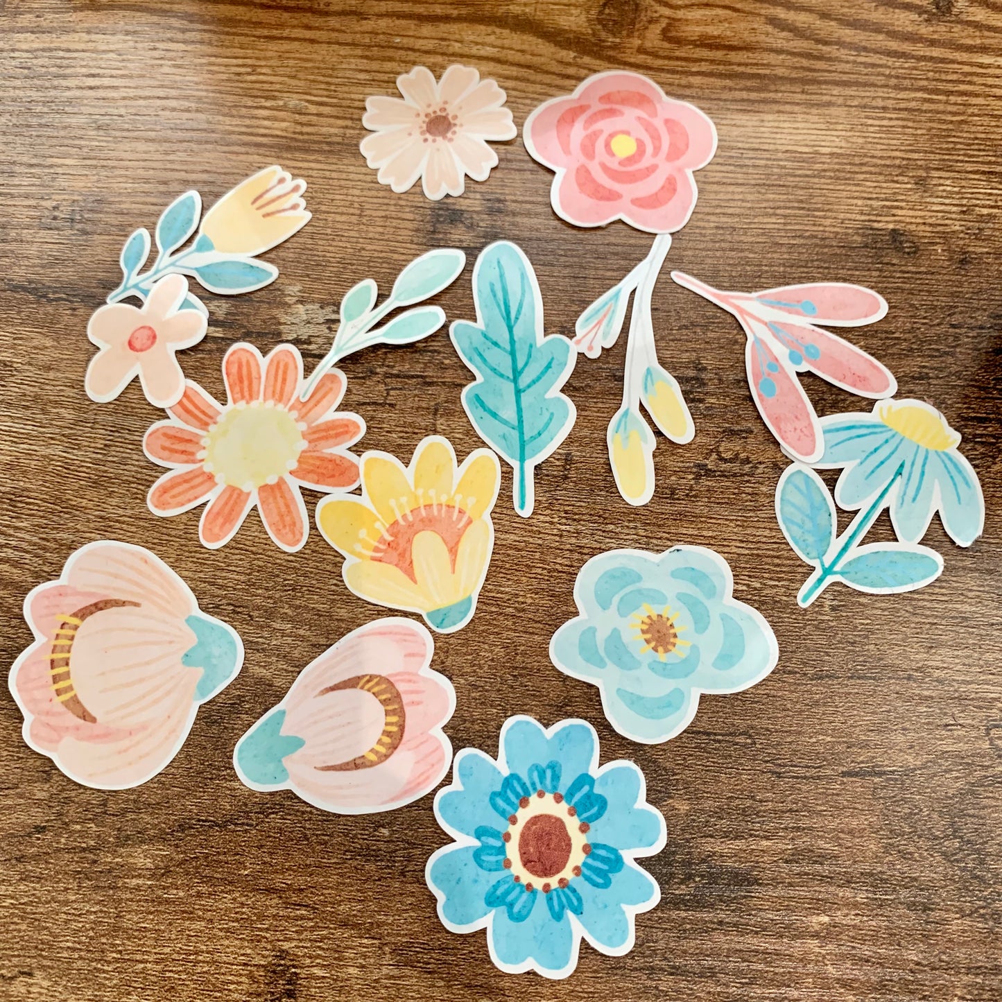 Floral Clear Sticker Pack - Positive Vibes - Sticker Flakes - Pack of 16