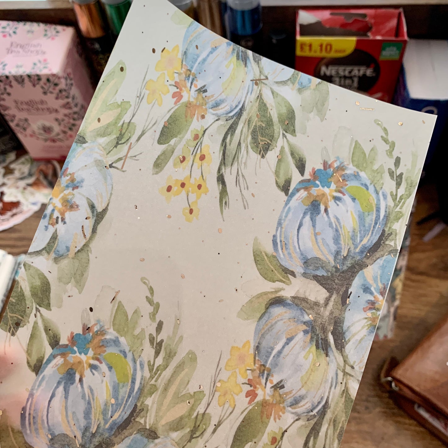 Foiled Blue Floral Spring Vellum Planner Dashboard- Waiting to exhale