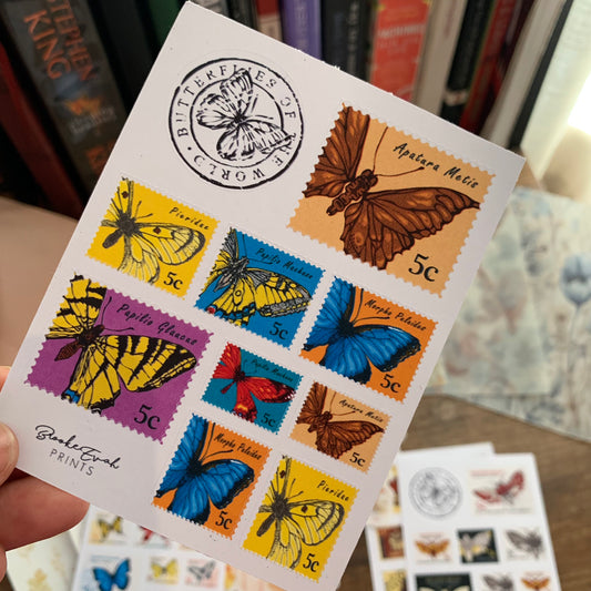 Vintage Hand drawn Butterfly Stamps - Stickers - Scrapbooking 2