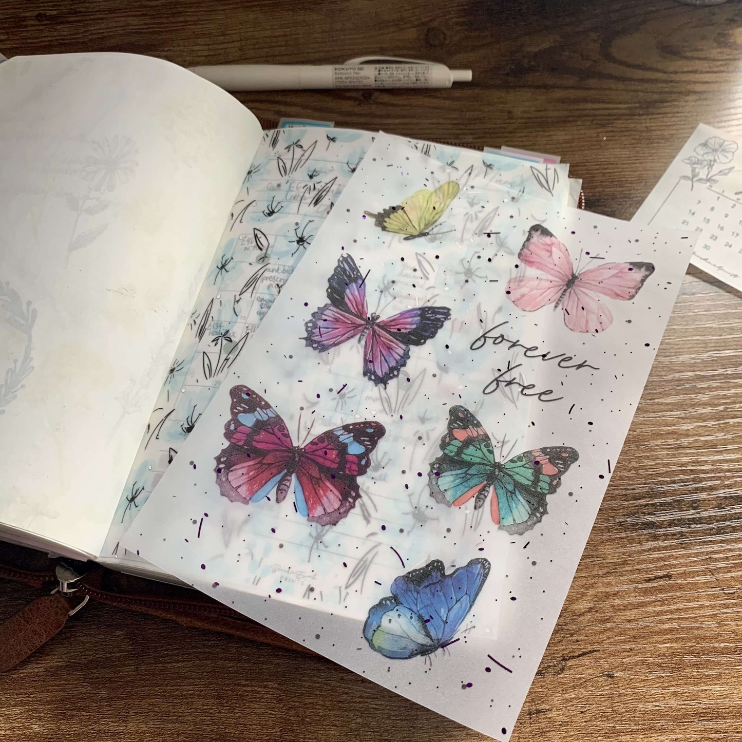 Butterfly Purple Foiled Vellum Planner Dashboard- Forever Free v2