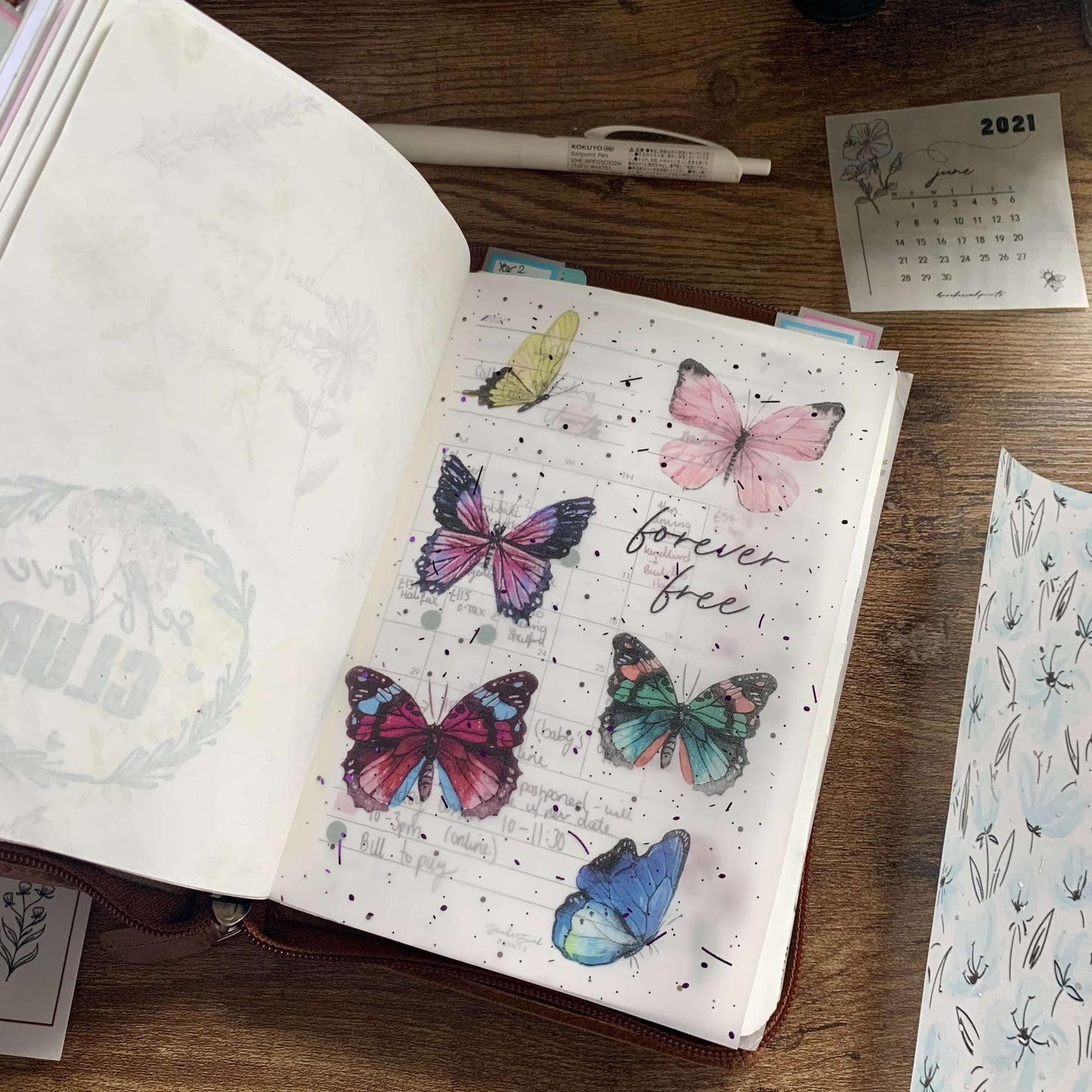 Butterfly Purple Foiled Vellum Planner Dashboard- Forever Free v2