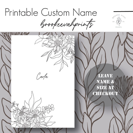 PRINTABLE Custom Name Dashboard- Floral Corner