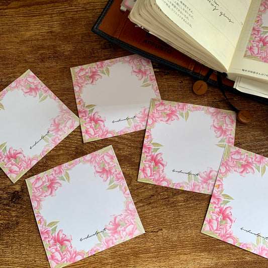 Pink Floral Printable Sticky Notes - Delicate Rose
