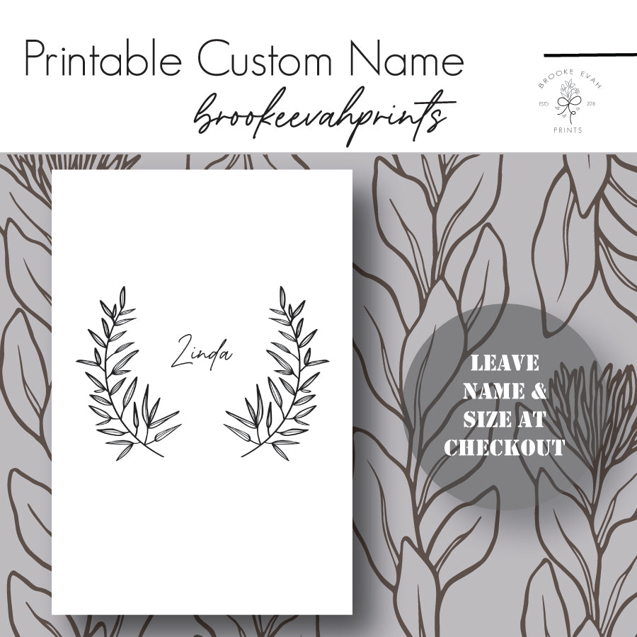 PRINTABLE Custom Name Dashboard- Botanical Wreath