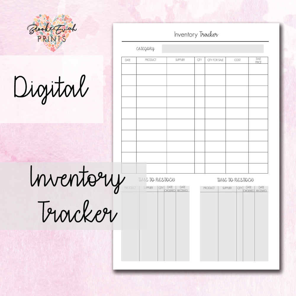 Inventory Tracker - BrookeEvahPrints 