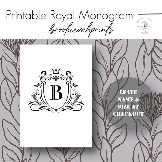 PRINTABLE Royal Monogram Dashboard