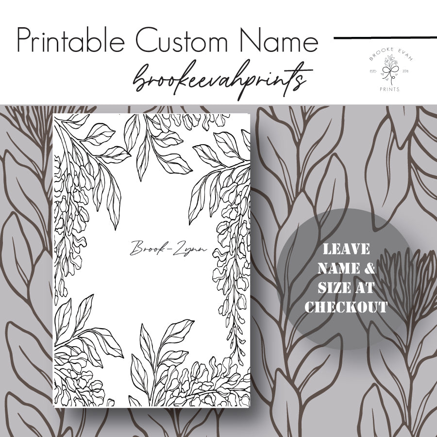 PRINTABLE Custom Name Dashboard - Wildflower