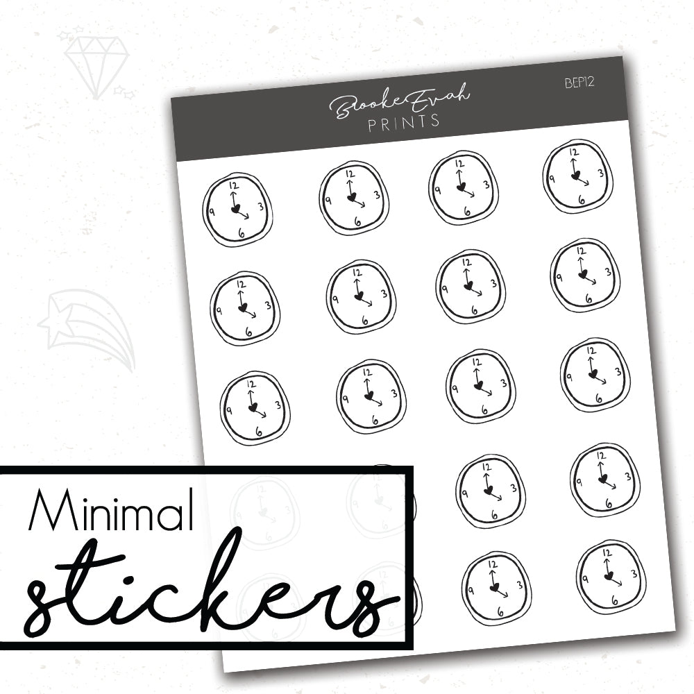 Minimal Clock Stickers- BEP12 - BrookeEvahPrints 