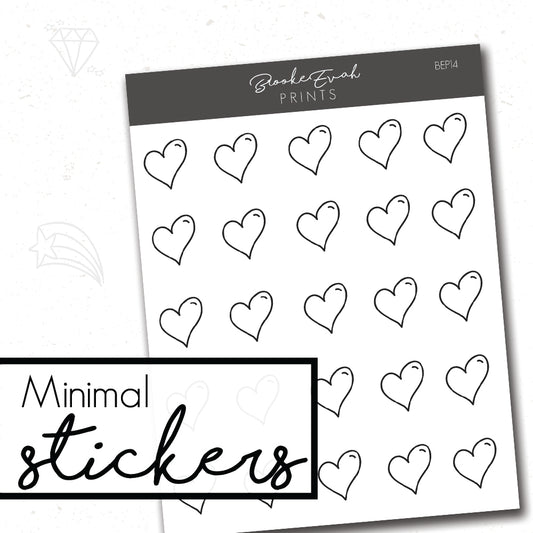 Minimal Heart Stickers- BEP14 - BrookeEvahPrints 
