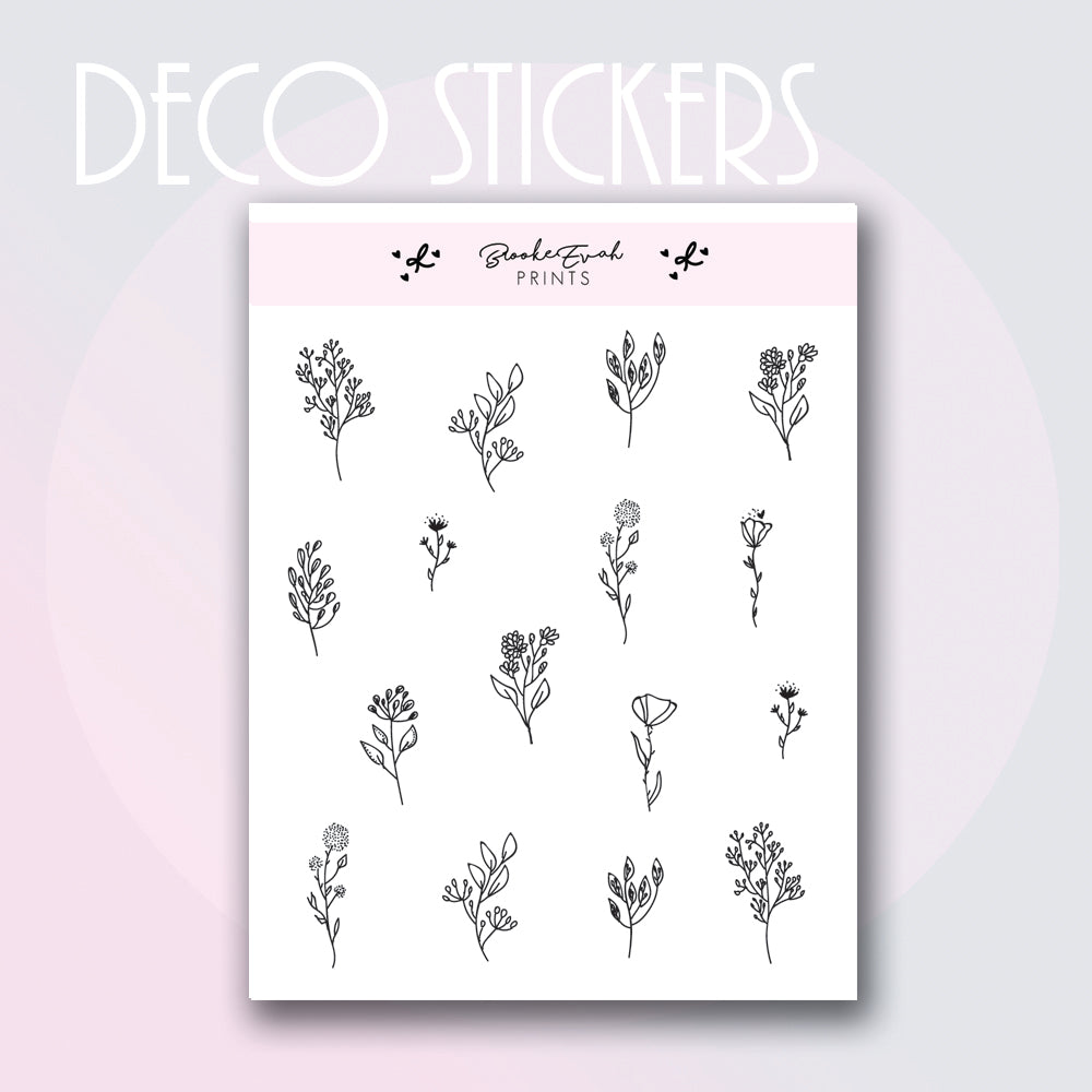 Floral Sketch Icon Stickers- BEP68