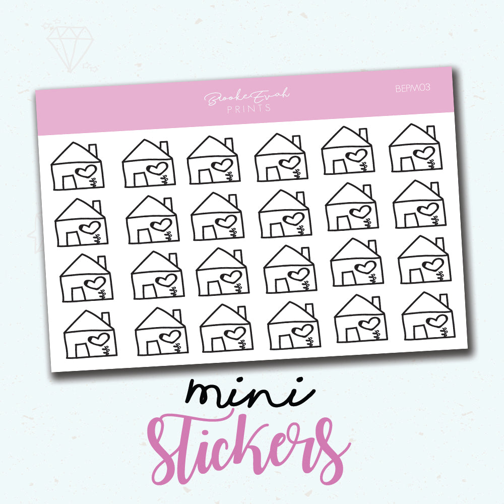 Mini House Stickers - BEPM03 - BrookeEvahPrints 