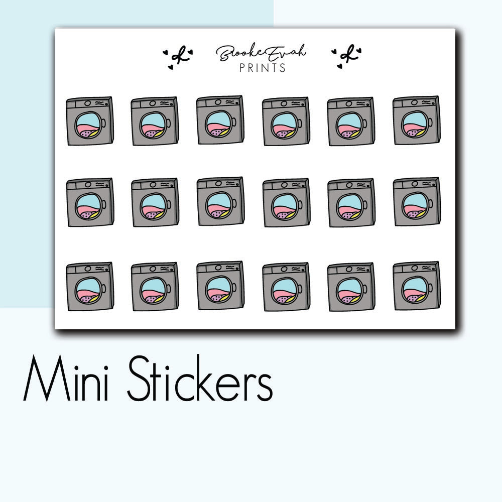 Mini Washing Machine Stickers - BEPM07 - BrookeEvahPrints 