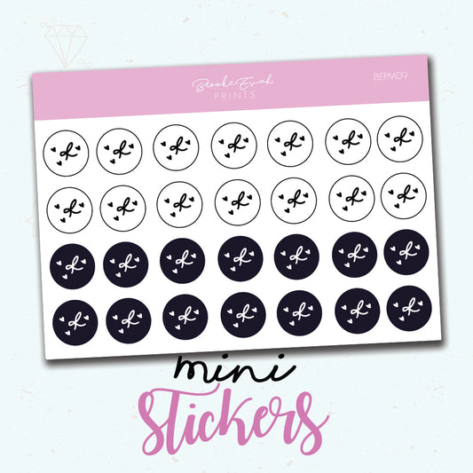 Mini Bow Circle Stickers - BEPM09 - BrookeEvahPrints 