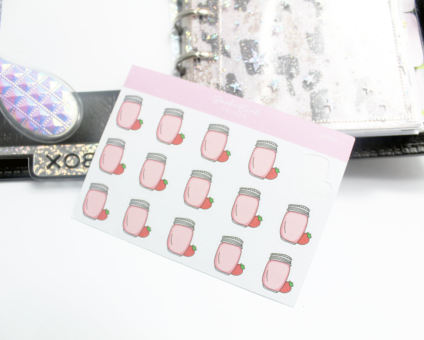 Mini Strawberry Smoothie Stickers - BEPM11 - BrookeEvahPrints 